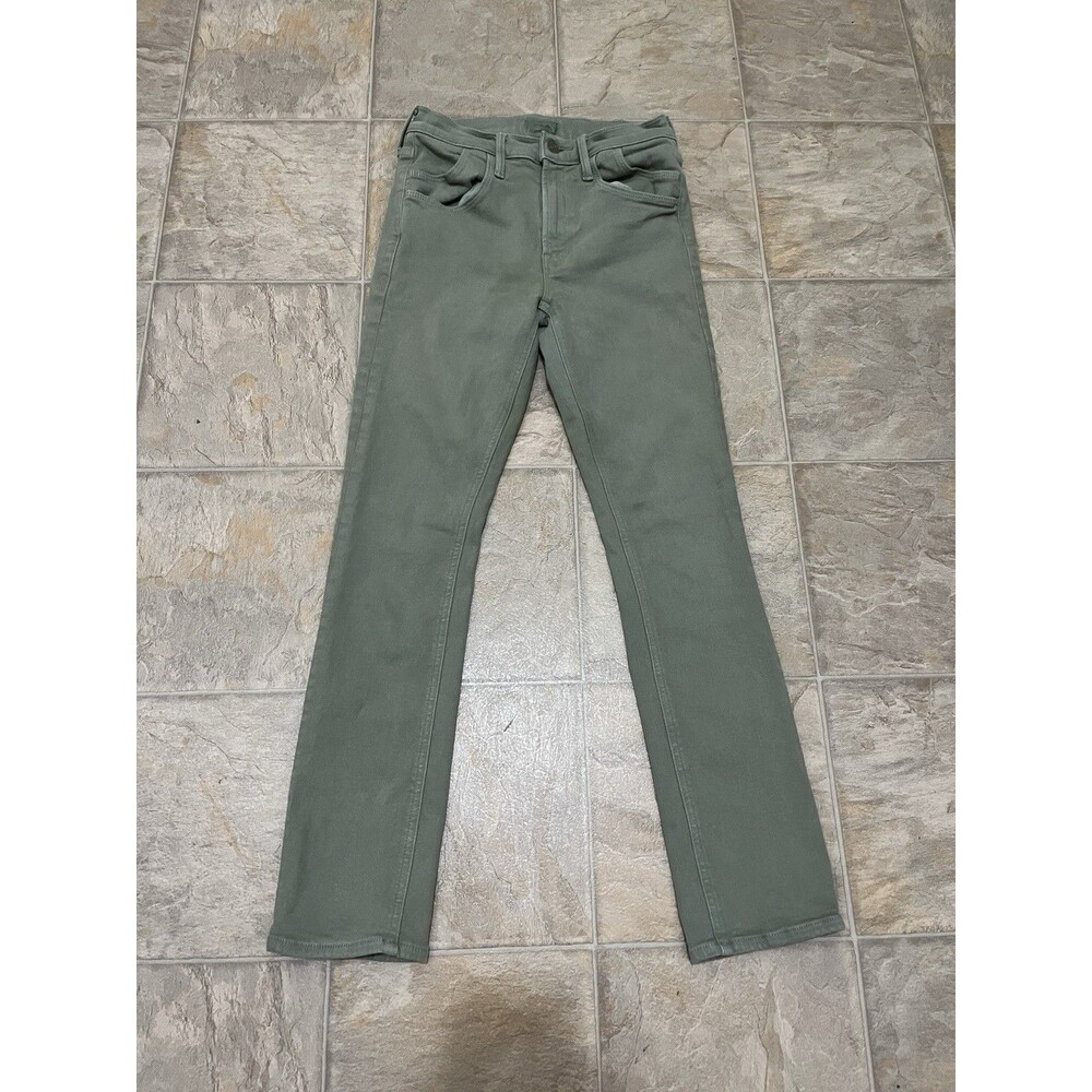 Mother Denim Stash Mid Rise Dazzler Ankle Skinny Jeans Oil Green Womens 25